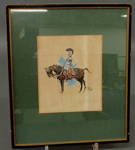 Appraisal: Gouache portrait of a mounted First Troop Philadelphia City Cavalry