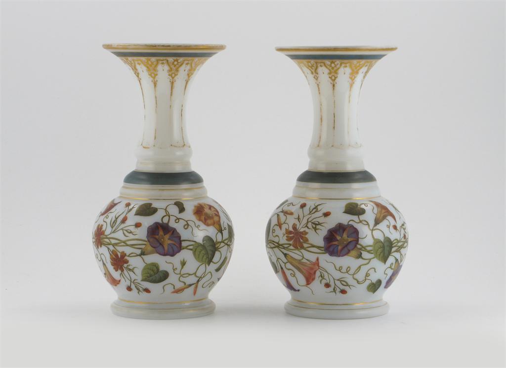 Appraisal: A pair of French opaline glass vases