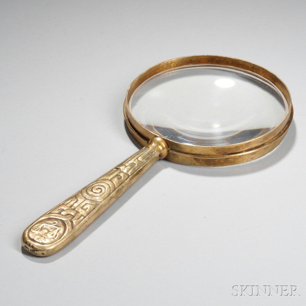 Appraisal: Tiffany Studios Zodiac Pattern Magnifier Patinated bronze New York early