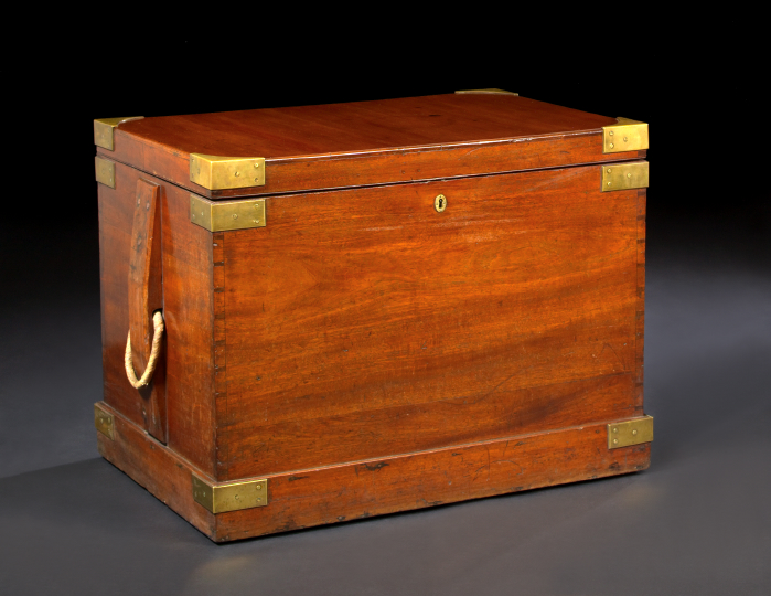 Appraisal: Victorian Mahogany Campaign Trunk third quarter th century of rectangular