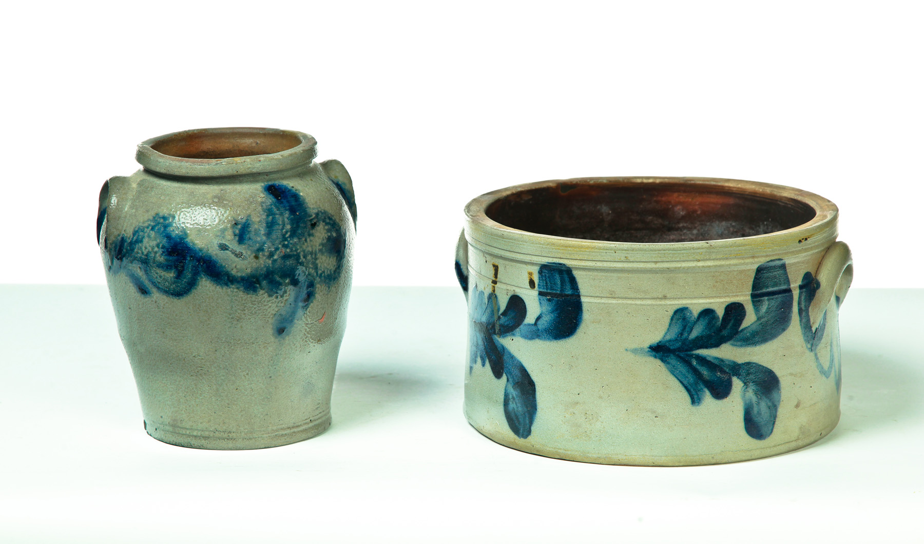 Appraisal: TWO AMERICAN STONEWARE PIECES Mid th century Both with two