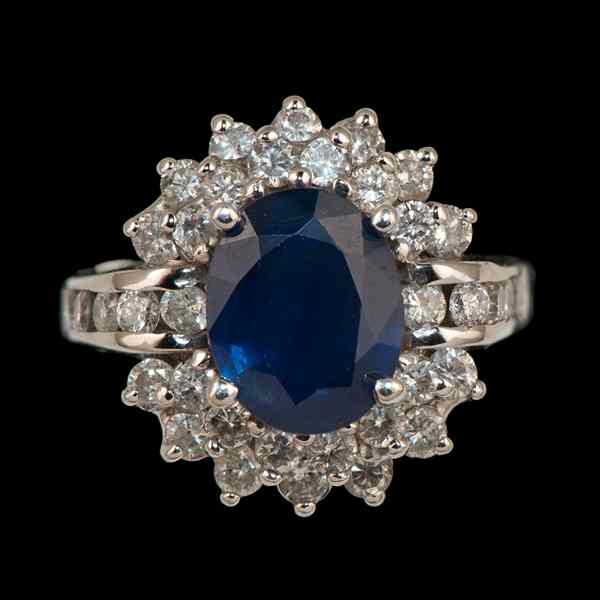 Appraisal: k Sapphire and Diamond Ring k white gold sapphire and