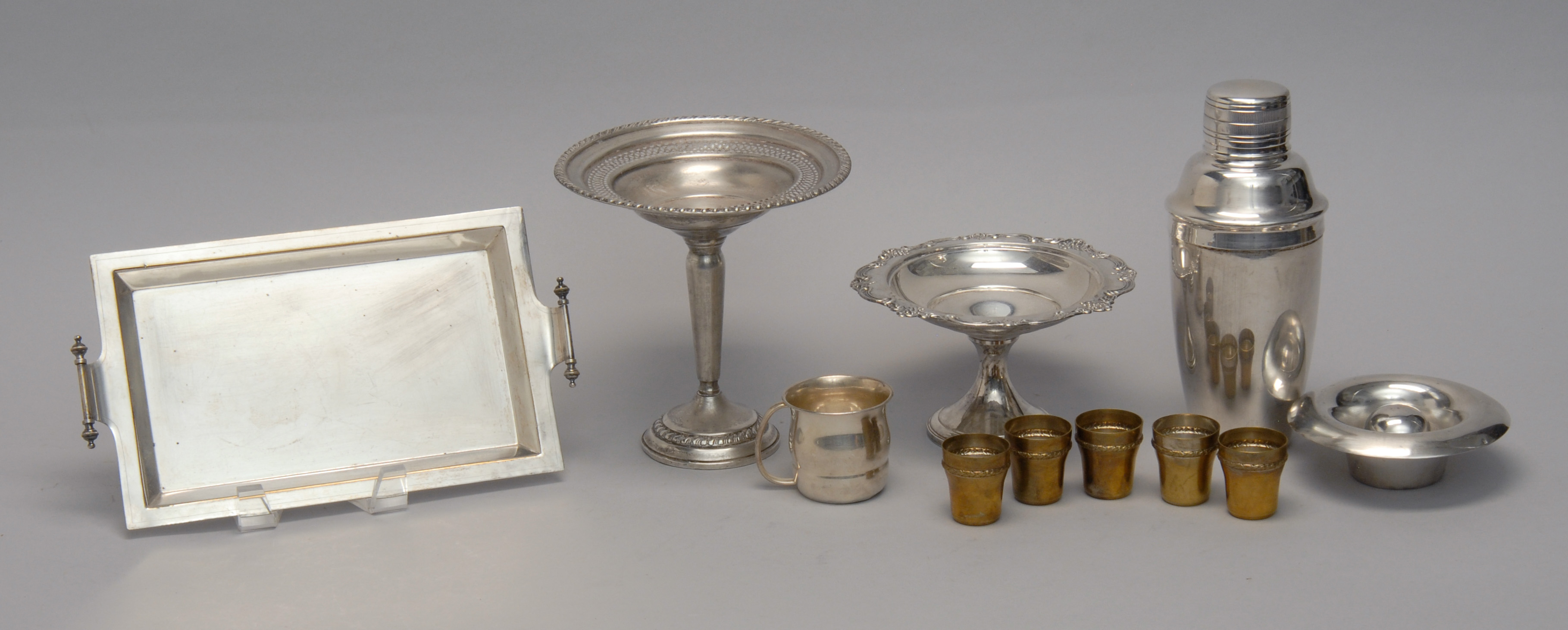 Appraisal: ELEVEN PIECES OF STERLING SILVER AND SILVER PLATED HOLLOWWARE by