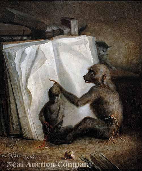 Appraisal: Charles Monginot French - Darwin's Theory Explained oil on board