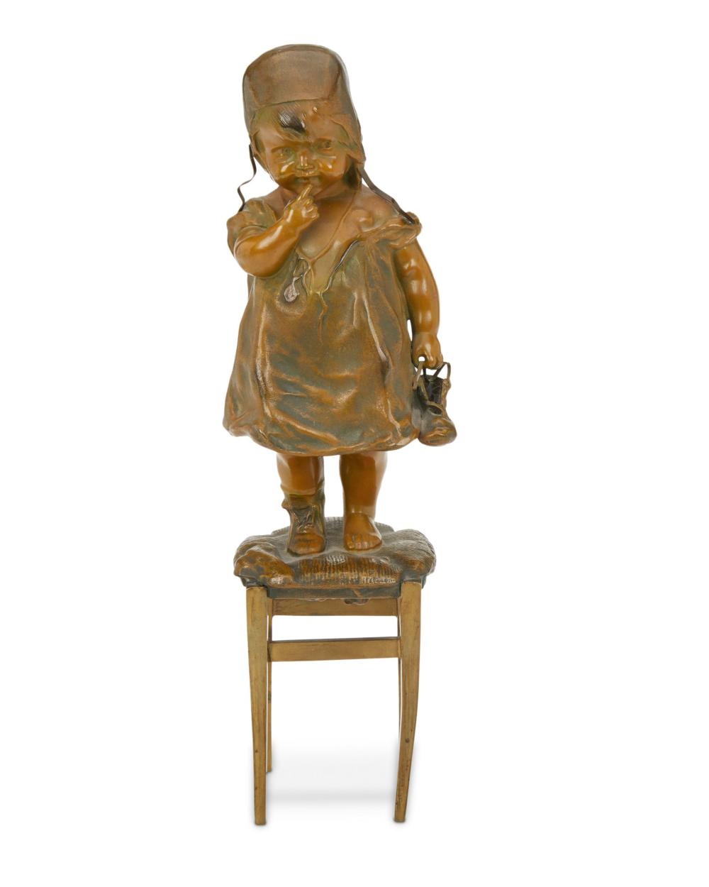 Appraisal: After Juan Clara Ayats - Spanish American Child on stool