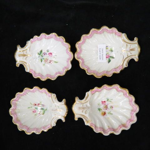 Appraisal: Handpainted Porcelain Dishes figural shell shape with floral decor x