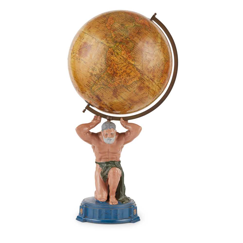 Appraisal: GEOGRAPHIA' TERRESTRIAL TABLE GLOBE AND STAND EARLY TH CENTURY the