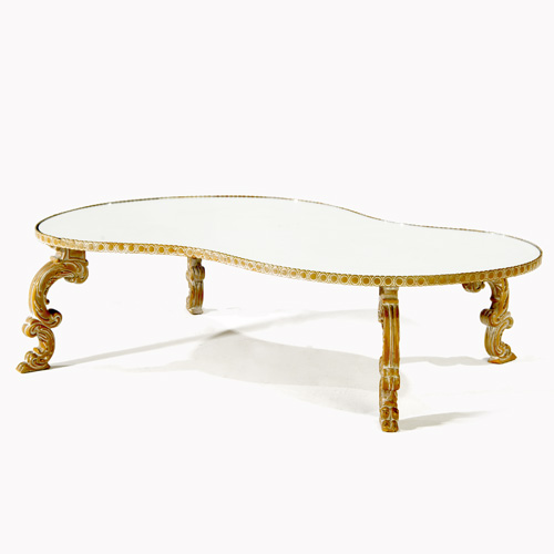 Appraisal: FRENCH Coffee table with cerused carved legs and mirrored top