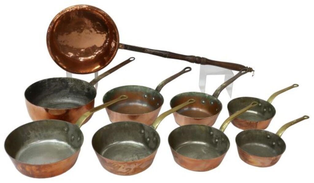 Appraisal: lot of Group of French copper kitchenware including graduated pans