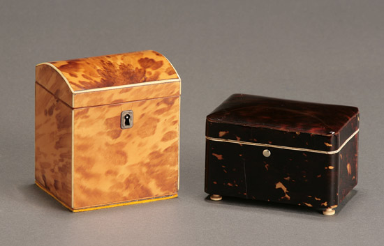 Appraisal: Two George III Tortoiseshell Tea Caddies Early th Century The