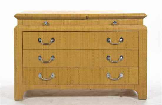 Appraisal: An Art Deco Style Parchment Veneered Chest of Drawers the