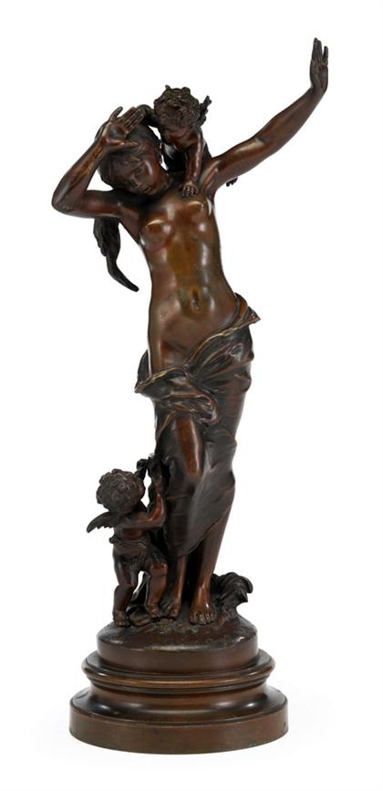 Appraisal: August Moreau French - Bronze medium brown patina modeled as