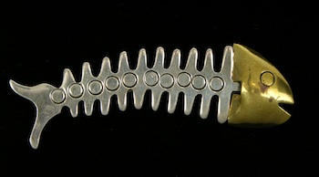 Appraisal: A Mexican Sterling Silver and Brass Fish Skeleton Brooch A