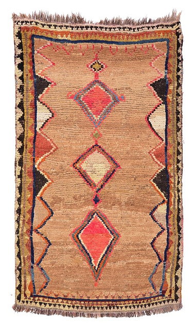 Appraisal: A PERSIAN GABBEH VILLAGE RUG with an interlinked triple diamond