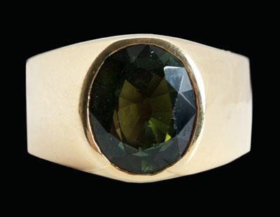 Appraisal: Gents tourmaline ring set with oval faceted green tourmaline estimated