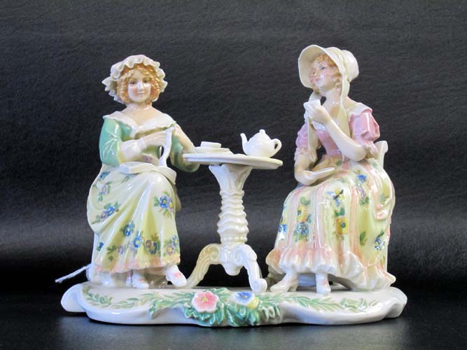 Appraisal: GERMAN KARL ENS PORCELAIN FIGURAL GROUP Tea Party of two