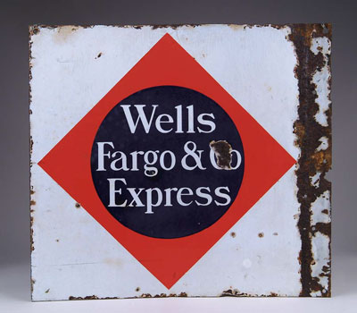 Appraisal: WELLS FARGO CO EXPRESS PORCELAIN SIGN Porcelain flange sign which