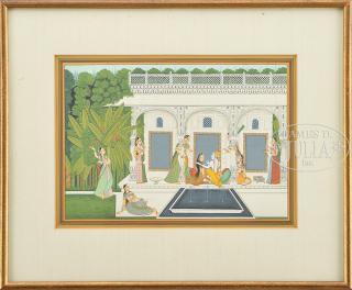 Appraisal: MINIATURE PAINTING th century India Krishna relaxing with Radha and