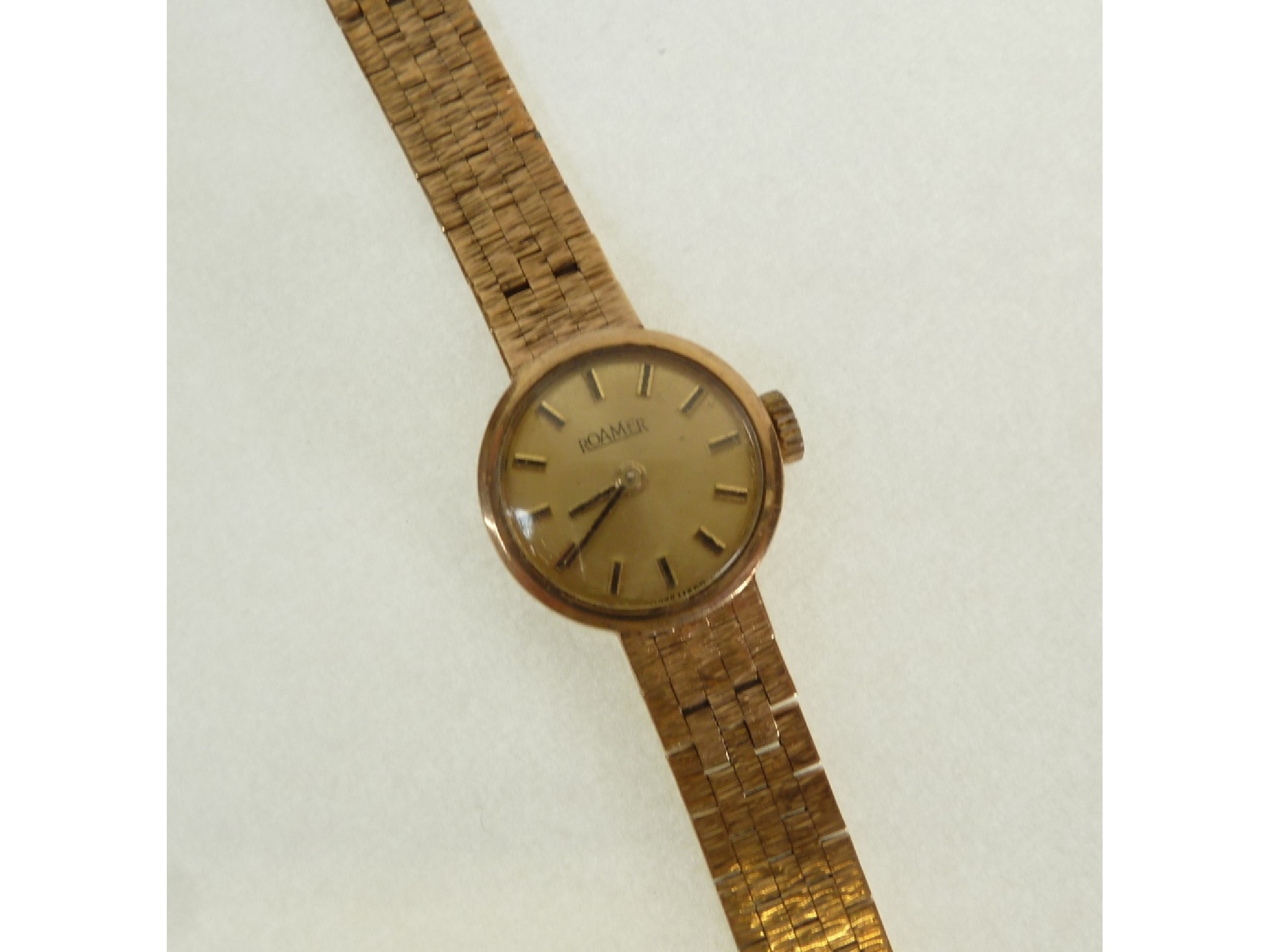 Appraisal: LADY'S ROAMER CT GOLD CASED WRIST WATCH small gilt dial