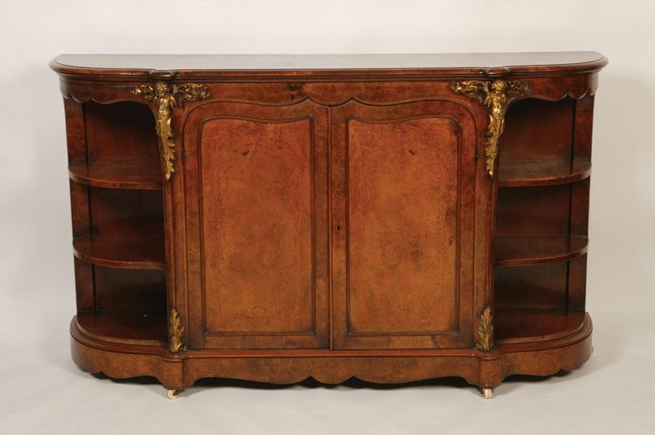 Appraisal: A VICTORIAN BURR WALNUT CREDENZA the shaped top with a