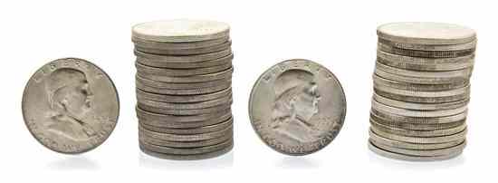 Appraisal: Two -D Rolls of Uncirculated U S Franklin Silver Half