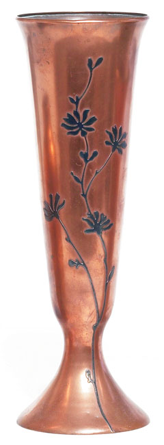 Appraisal: Heintz vase flaring and footed form sterling on bronze applied