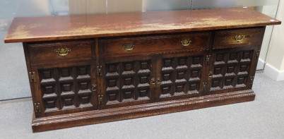 Appraisal: Large priory style oak sideboard draws doors x x cm