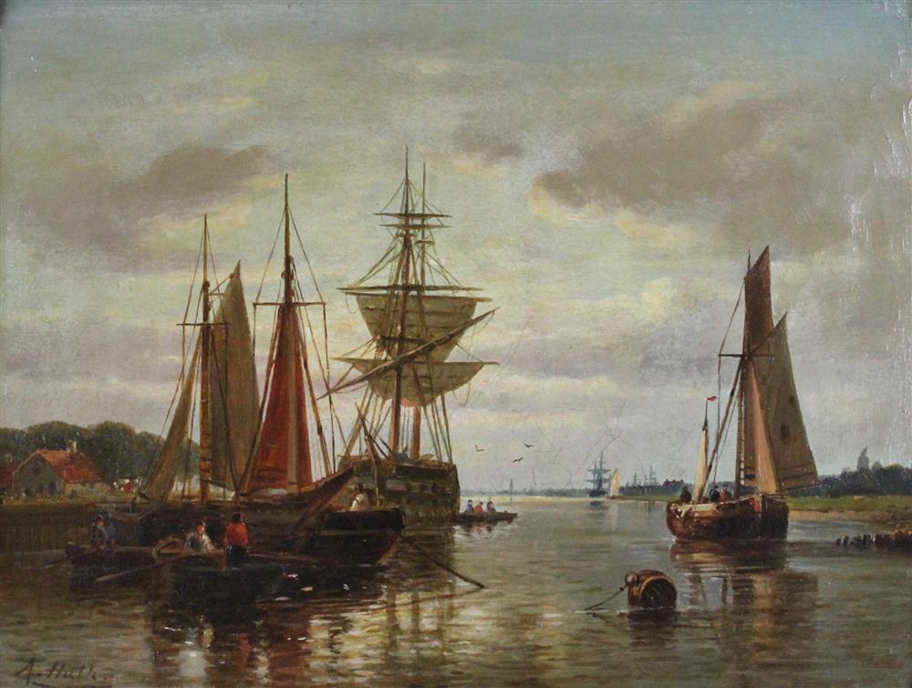 Appraisal: ABRAHAM HULK THE YOUNGER BRITISH - HARBOUR SCENE Oil on