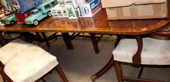 Appraisal: Kittinger Federal style banded mahogany double pedestal dining table with