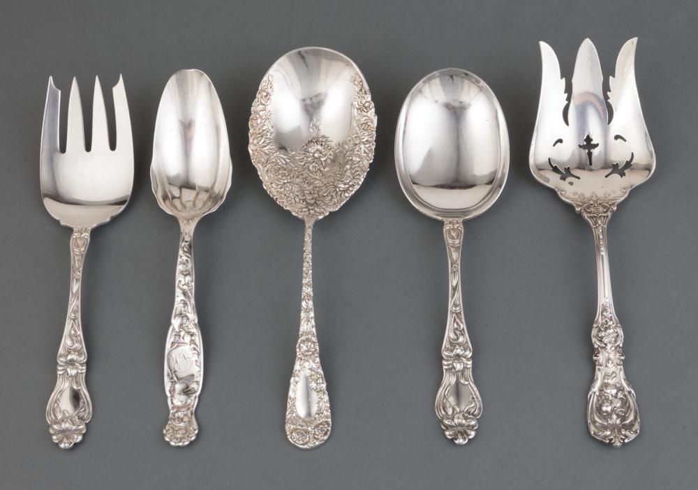 Appraisal: Good Group of Antique American Sterling Silver Serving Pieces incl