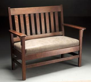 Appraisal: Lifetime Furniture Co Arts Crafts Bench Settee Bench in quarter