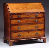 Appraisal: ANTIQUE OAK SLANT TOP DESK A banded-edge slant lid folds