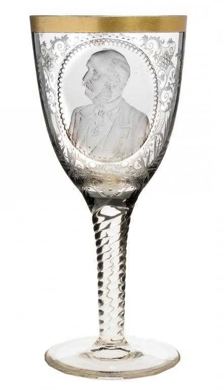 Appraisal: A FINE GERMAN ENGRAVED GLASS ROYAL PORTRAIT GOBLET HESSEN KASSEL