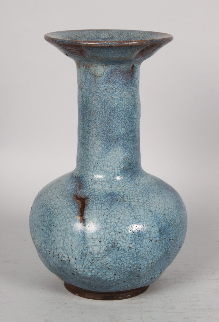 Appraisal: Chinese monochrome porcelain Yi-Yi vase th century overlaying blue and