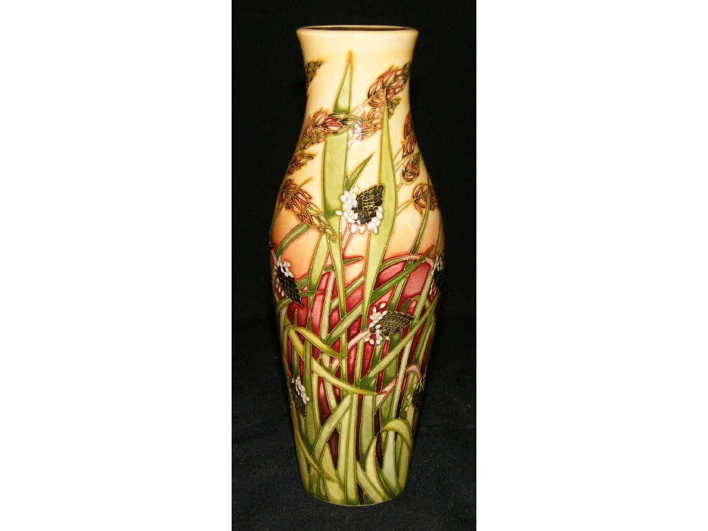 Appraisal: Modern Moorcroft wheat design slender ovoid vase various factory marks