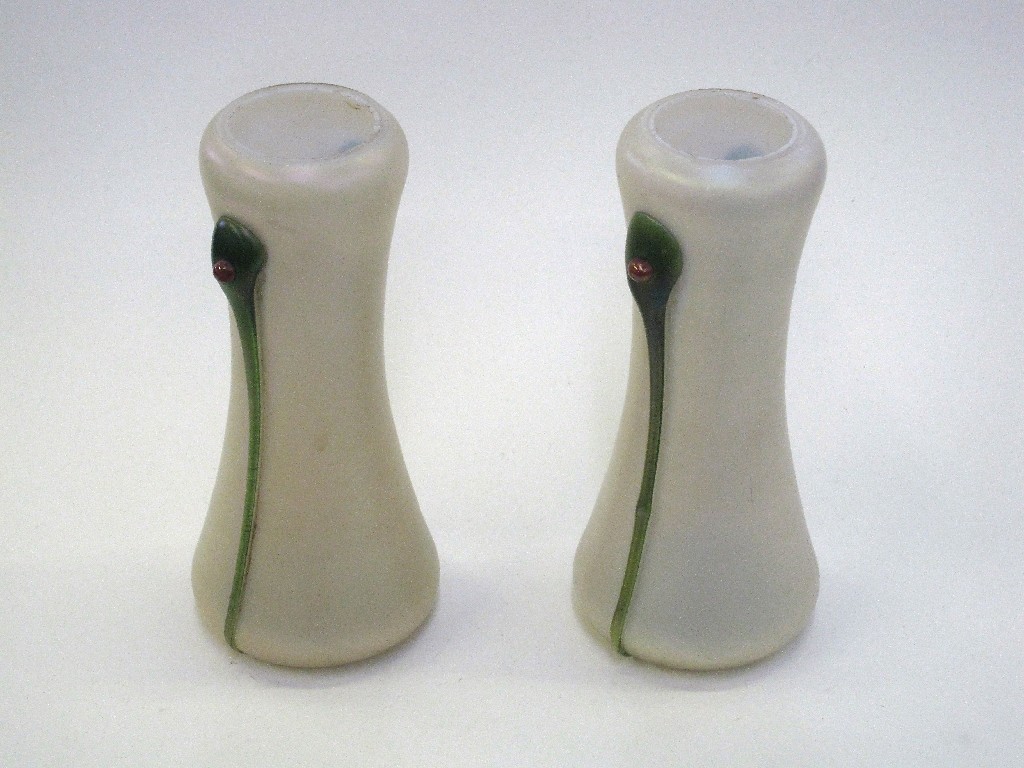 Appraisal: Pair of Art Nouveau style iridescent glass vases