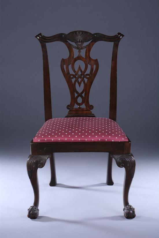 Appraisal: CENTENNIAL NEW YORK CHIPPENDALE STYLE MAHOGANY SIDE CHAIR th century