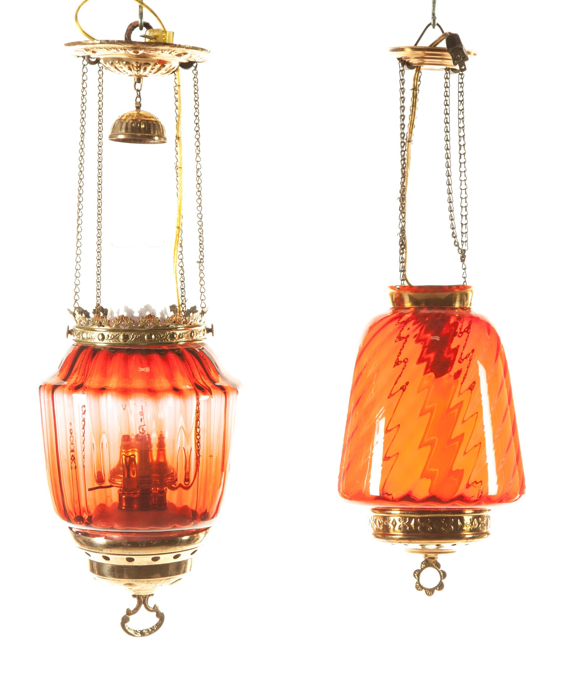 Appraisal: TWO VICTORIAN HANGING HALL LAMPS American rd quarter th century