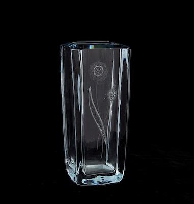 Appraisal: A Stromberg Etched Crystal Vase Approx - H in a