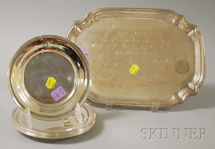 Appraisal: Poole Sterling Presentation Salver and Set of Six Numsen Sterling