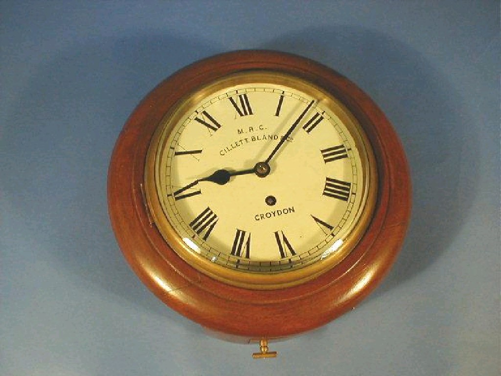 Appraisal: A mahogany bezel wall clock marked M R C Cillett