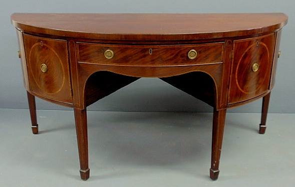 Appraisal: English George III inlaid mahogany sideboard with a D-shaped top