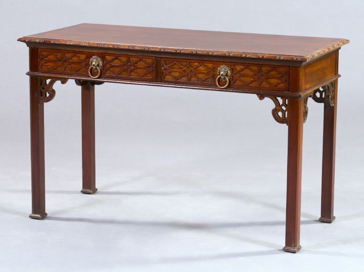 Appraisal: Chippendale-Style Mahogany Writing Desk the top with a carved and