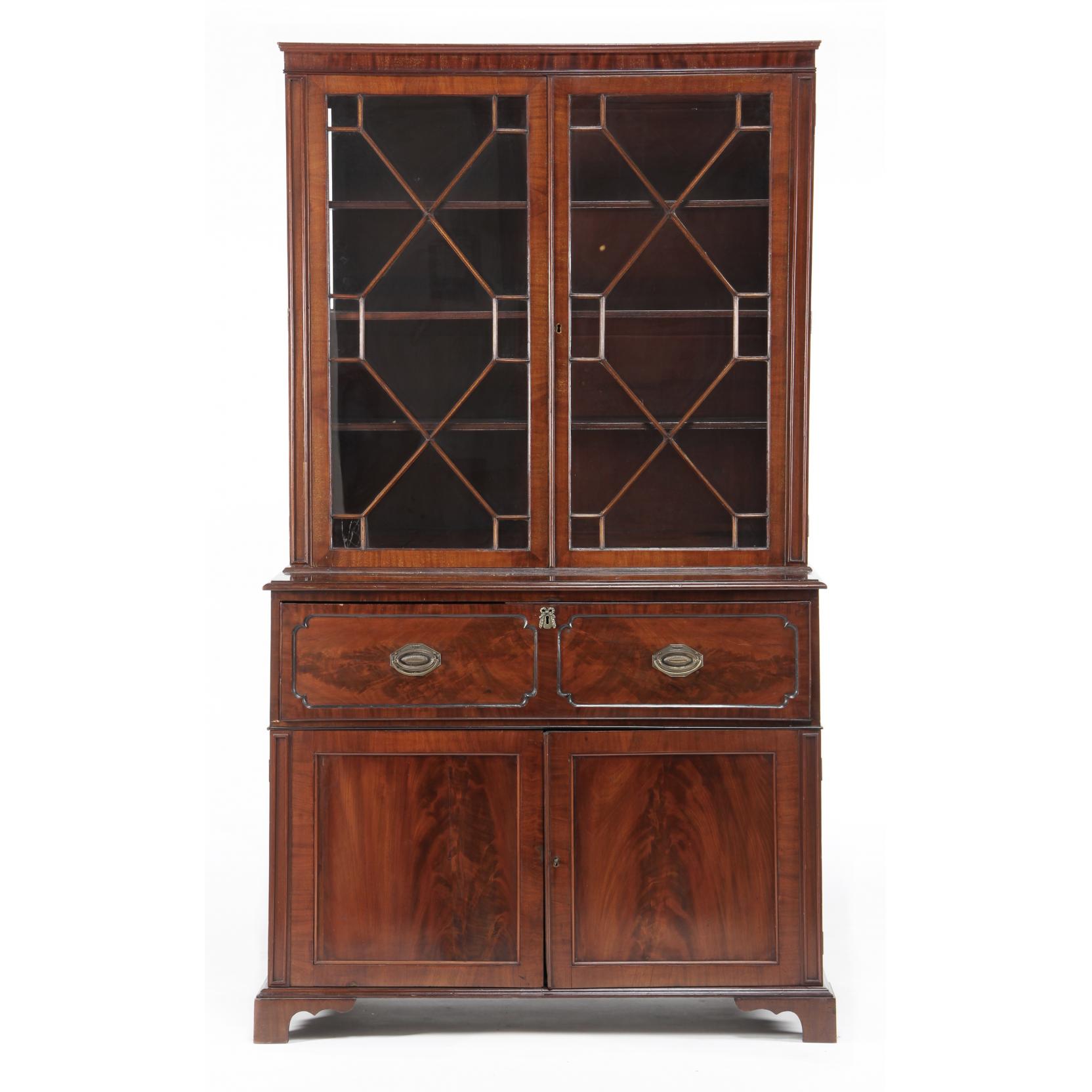 Appraisal: George III Butler's Secretaire Bookcase early th century mahogany and