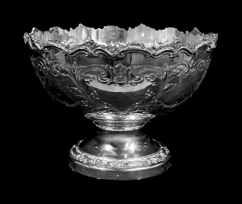 Appraisal: An American Silverplate Punchbowl An American Silverplate Punchbowl With ruffled