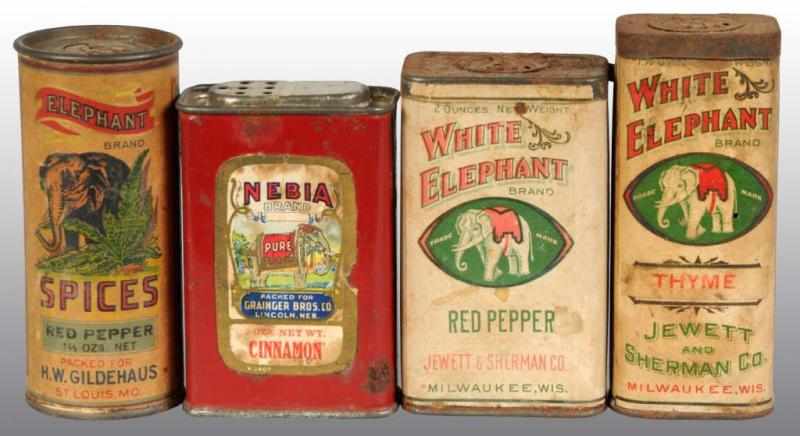 Appraisal: Lot of Spice Tins with Elephant Motif Description All with