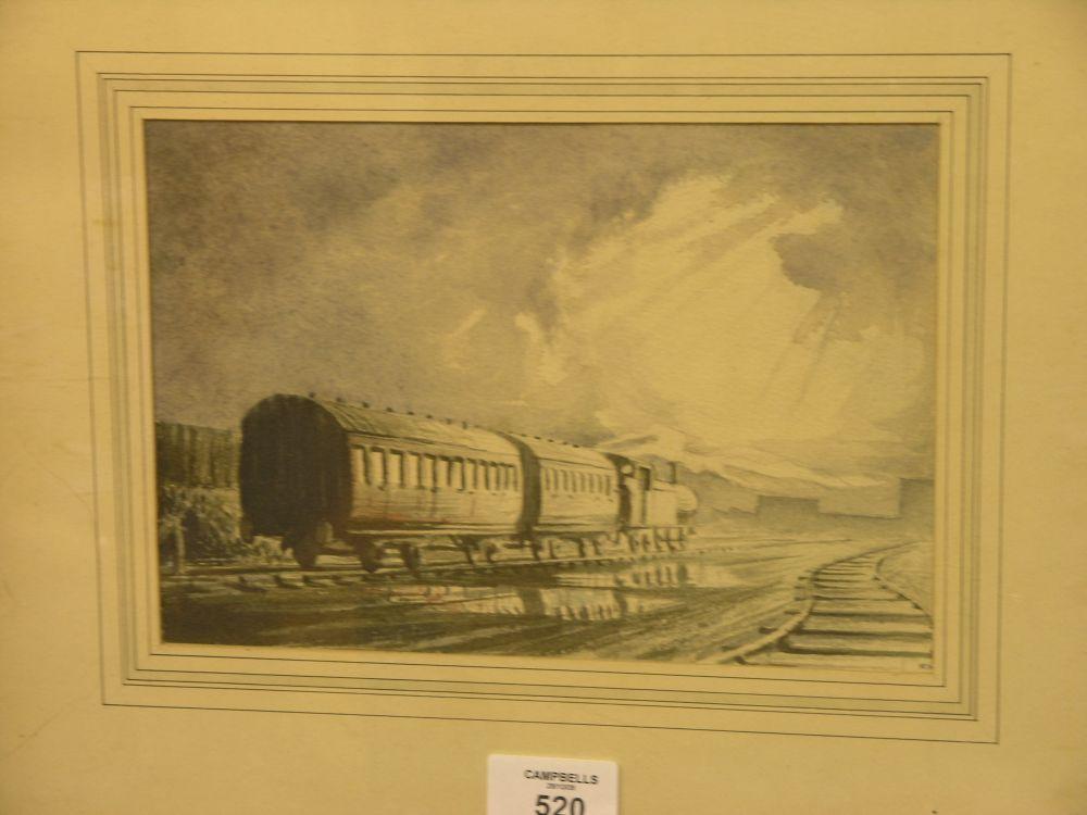 Appraisal: A watercolour - view of a tank locomotive and two