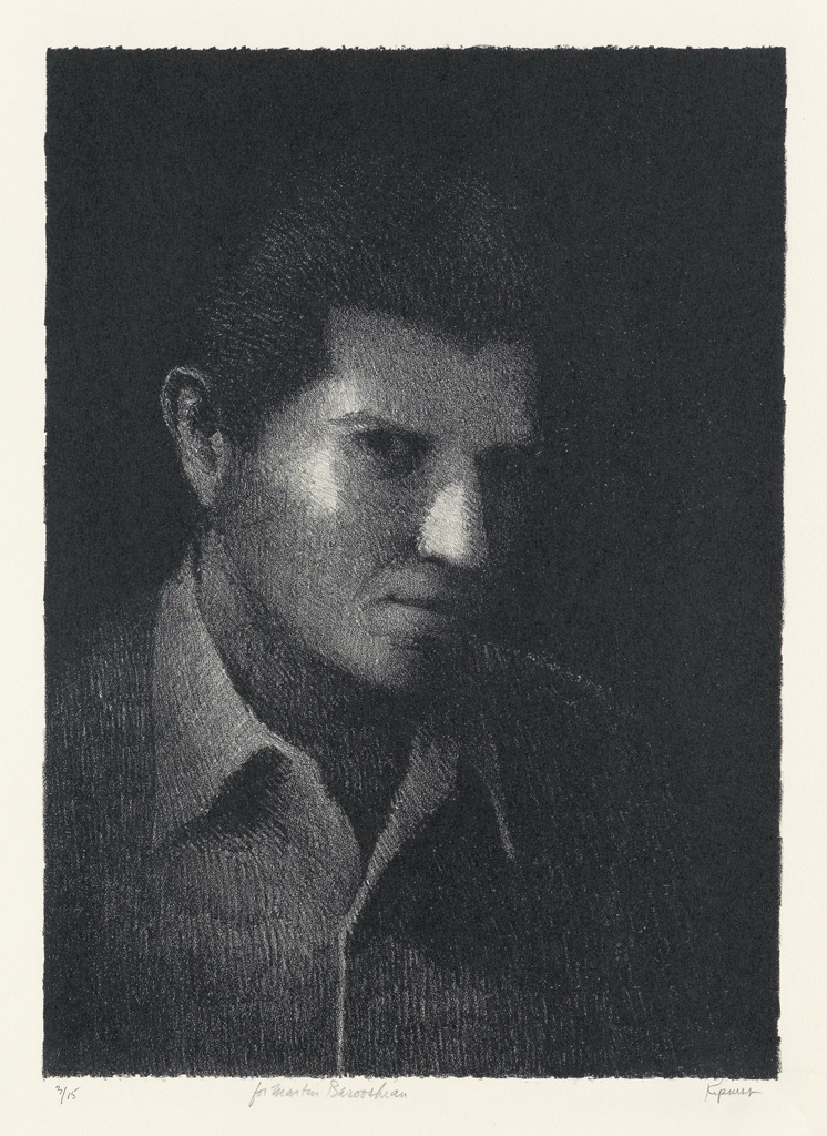 Appraisal: ROBERT KIPNISS Self Portrait Lithograph circa x mm x inches