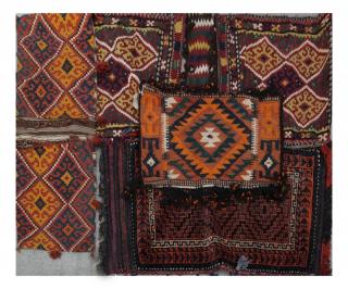 Appraisal: Two Horse Blanket Bags Two Single Bags Four carpet bags