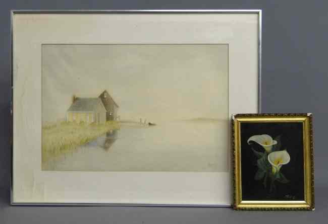 Appraisal: Artwork lot including th c oil on board signed ''Harley''